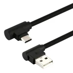 1m USB to USB-C / Type-C Nylon Weave Style Double Elbow Charging Cable, 1m Type-C - Image 2