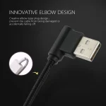 1m USB to USB-C / Type-C Nylon Weave Style Double Elbow Charging Cable, 1m Type-C - Image 4