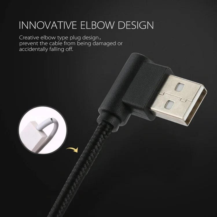SAS0675B_3.webp 1m USB to USB-C / Type-C Nylon Weave Style Double Elbow Charging Cable, 1m Type-C - Image 4