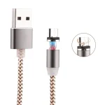 360 Degree Rotation 1m Weave Style Micro USB to USB 2.0 Strong Magnetic Charger Cable with LED Indicator