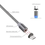 360 Degree Rotation 1m Weave Style Micro USB to USB 2.0 Strong Magnetic Charger Cable with LED Indicator - Image 2