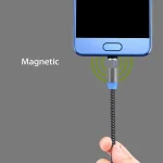 360 Degree Rotation 1m Weave Style USB-C / Type-C to USB 2.0 Strong Magnetic Charger Cable with LED Indicator - Image 6