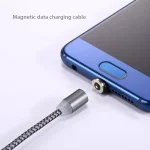 360 Degree Rotation 1m Weave Style USB-C / Type-C to USB 2.0 Strong Magnetic Charger Cable with LED Indicator - Image 7