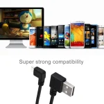 20cm USB 2.0 Male Bent Right Turn Reversion 90 Degrees to Micro USB Male Bent Data Charging Cable, For Samsung / Huawei / Xiaomi / Meizu / LG / HTC and Other Smartphones - Image 5