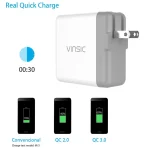 Vinsic 36W Portable Dual-Port Quick Charger 3.0 Dual-Port USB Wall Charger Travel Adapter, For iPhone/iPad, Galaxy S7/S6/Edge/Plus, Mi5 etc, US Plug - Image 3