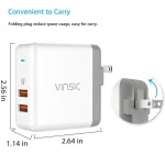 Vinsic 36W Portable Dual-Port Quick Charger 3.0 Dual-Port USB Wall Charger Travel Adapter, For iPhone/iPad, Galaxy S7/S6/Edge/Plus, Mi5 etc, US Plug - Image 4