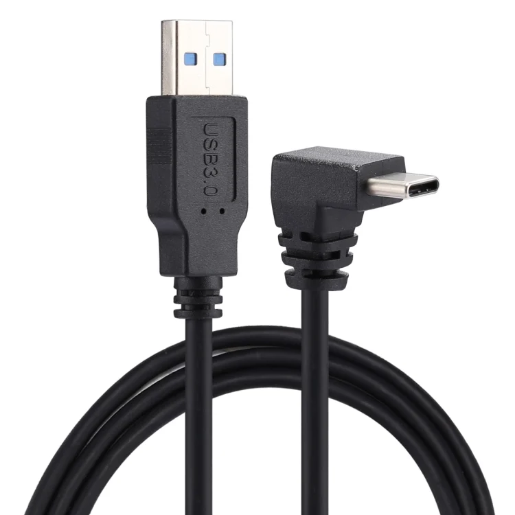 SAS3990.webp 1m USB-C / Type-C Male Elbow to USB 3.0 Male Data Charge Extension Cable - Image 1