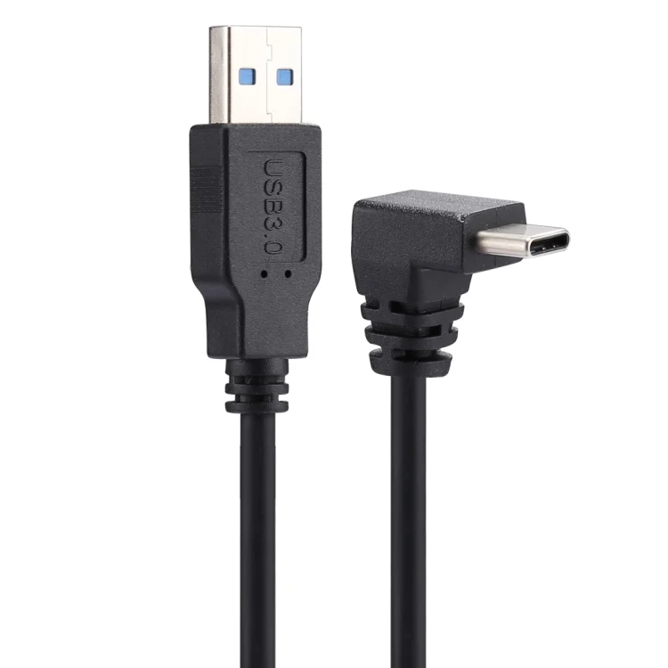 SAS3990_1.webp 1m USB-C / Type-C Male Elbow to USB 3.0 Male Data Charge Extension Cable - Image 2