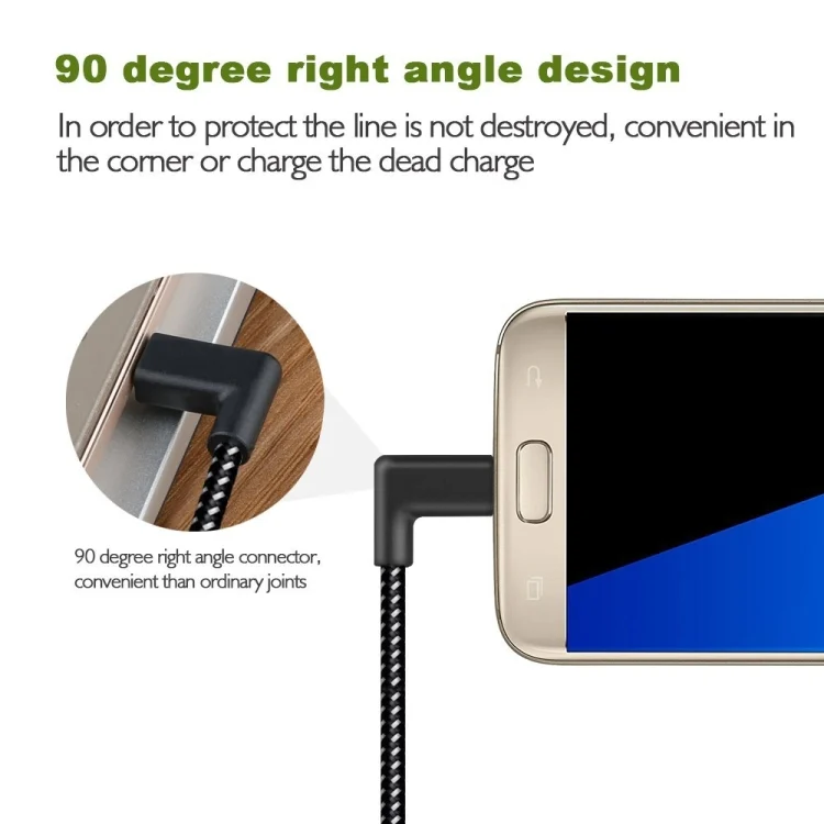 SAS4350_8.webp 1m 2A USB to USB-C / Type-C Nylon Weave Style Double Elbow Data Sync Charging Cable - Image 9