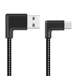 20cm 2A USB to USB-C / Type-C Nylon Weave Style Double Elbow Data Sync Charging Cable - Image 3