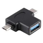 Multi-function USB 3.0 Female & USB-C / Type-C Male & Micro USB Male T-shape OTG Adapter