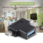 Multi-function USB 3.0 Female & USB-C / Type-C Male & Micro USB Male T-shape OTG Adapter - Image 5