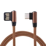 1m 2.4A Output USB to USB-C / Type-C Double Elbow Design Nylon Weave Style Data Sync Charging Cable, Type-C Coffee, Type-C Red, Type-C Black, Type-C Blue, Type-C Dark Blue - Image 2