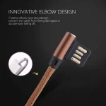 1m 2.4A Output USB to USB-C / Type-C Double Elbow Design Nylon Weave Style Data Sync Charging Cable, Type-C Coffee, Type-C Red, Type-C Black, Type-C Blue, Type-C Dark Blue - Image 5