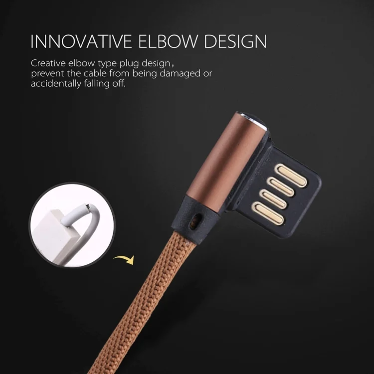 SAS5014C_4.webp 1m 2.4A Output USB to USB-C / Type-C Double Elbow Design Nylon Weave Style Data Sync Charging Cable, Type-C Coffee, Type-C Red, Type-C Black, Type-C Blue, Type-C Dark Blue - Image 5