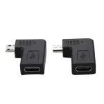 2 PCS USB-C / Type-C Female to Micro USB (Right / Left Angle) Male Elbow Adapter Converter - Image 3
