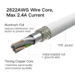2.4A QC3.0 USB to Micro USB + USB-C / Type-C Fast Charging + Data Transmission TPE Data Cable, Cable Length: 30cm - Image 6