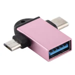 USB 3.0 Female to USB-C / Type-C Male + Micro USB Male Multi-function OTG Adapter with Sling Hole - Image 2