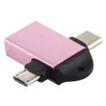 USB 3.0 Female to USB-C / Type-C Male + Micro USB Male Multi-function OTG Adapter with Sling Hole - Image 3