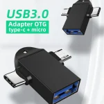 USB 3.0 Female to USB-C / Type-C Male + Micro USB Male Multi-function OTG Adapter with Sling Hole - Image 6