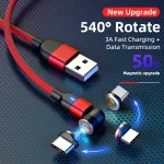 2m 3A Output USB to USB-C / Type-C 540 Degree Rotating Magnetic Data Sync Charging Cable, 2m Type-C - Image 3