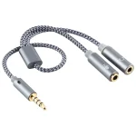 HY191 2 in 1 3.5mm Male to Microphone + Audio Female Braided Audio Cable, Length: 26cm - Image 2