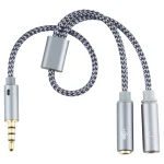 HY191 2 in 1 3.5mm Male to Microphone + Audio Female Braided Audio Cable, Length: 26cm - Image 3