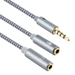 HY191 2 in 1 3.5mm Male to Microphone + Audio Female Braided Audio Cable, Length: 26cm - Image 4