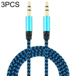 3 PCS K10 3.5mm Male to Male Nylon Braided Audio Cable, Length: 1m