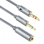 YH192 2 in 1 3.5mm Female to Microphone + Audio Male Braided Audio Cable, Length: 22cm, YH192 - Image 13