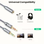 YH192 2 in 1 3.5mm Female to Microphone + Audio Male Braided Audio Cable, Length: 22cm, YH192 - Image 4