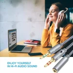 YH192 2 in 1 3.5mm Female to Microphone + Audio Male Braided Audio Cable, Length: 22cm, YH192 - Image 8