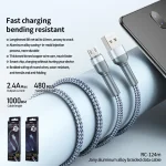 REMAX RC-124m 1m 2.4A USB to Micro USB Aluminum Alloy Braid Fast Charging Data Cable, Micro USB - Image 3