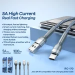 REMAX RC-170 Jany Series 1m 5A USB to USB-C / Type-C Aluminum Alloy Braid Fast Charging Data Cable, USB to USB-C / Type-C, USB-C / Type-C - Image 3