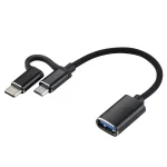 USB 3.0 Female to Micro USB + USB-C / Type-C Male Charging + Transmission OTG Nylon Braided Adapter Cable, Cable Length: 11cm, Micro USB Black, Micro USB Grey, Micro USB Blue, Micro USB Red...