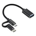 USB 3.0 Female to Micro USB + USB-C / Type-C Male Charging + Transmission OTG Nylon Braided Adapter Cable, Cable Length: 11cm, Micro USB Black, Micro USB Grey, Micro USB Blue, Micro USB Red... - Image 2