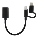USB 3.0 Female to Micro USB + USB-C / Type-C Male Charging + Transmission OTG Nylon Braided Adapter Cable, Cable Length: 11cm, Micro USB Black, Micro USB Grey, Micro USB Blue, Micro USB Red... - Image 3