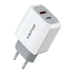 awei PD4 20W PD Type-C + QC 3.0 USB Interface Fast Charging Travel Charger with Data Cable, EU Plug - Image 2