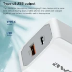 awei PD4 20W PD Type-C + QC 3.0 USB Interface Fast Charging Travel Charger with Data Cable, EU Plug - Image 5