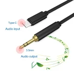 1m Weave Style Type-C Male to 3.5mm Male Audio Cable, 1m - Image 2