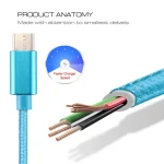 Knit Texture USB to USB-C / Type-C Data Sync Charging Cable, Cable Length: 3m, 3A Total Output, 2A Transfer Data - Image 6
