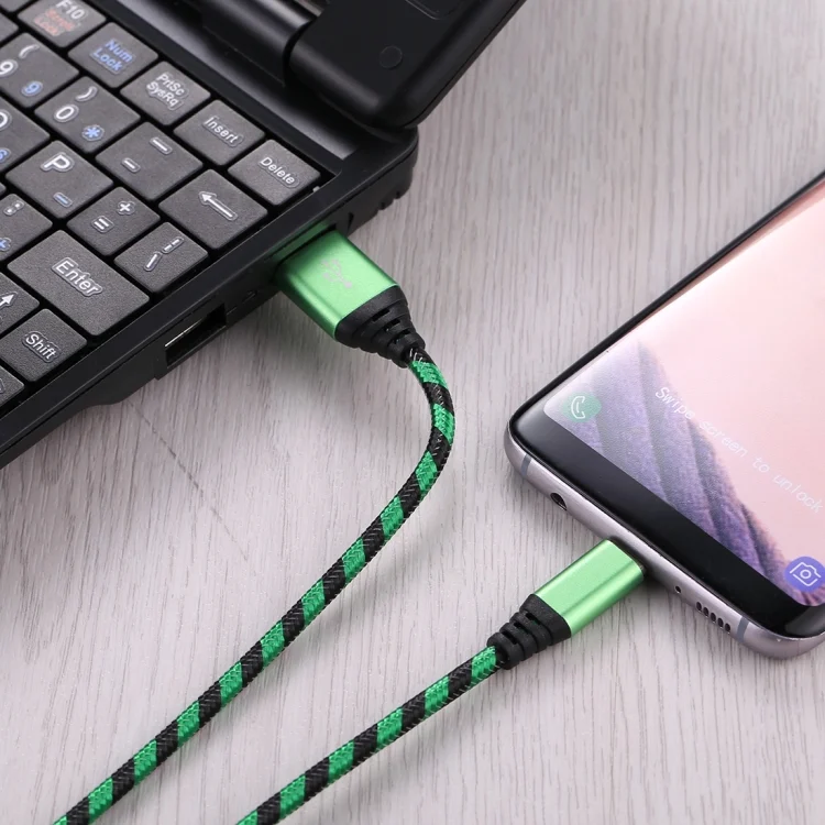 SAS6530G_4.webp 1m USB to USB-C / Type-C Nylon Weave Style Data Sync Charging Cable - Image 5
