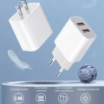 M117 2.4A Dual USB Port Flash Charger Travel Charger, EU Plug, Dual USB - Image 3