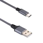 1m 2A Output USB to USB-C / Type-C Nylon Weave Style Data Sync Charging Cable, 2A Grey, 2A Blue, 2A Red, 2A White, 2A Black, 2A Pink - Image 3