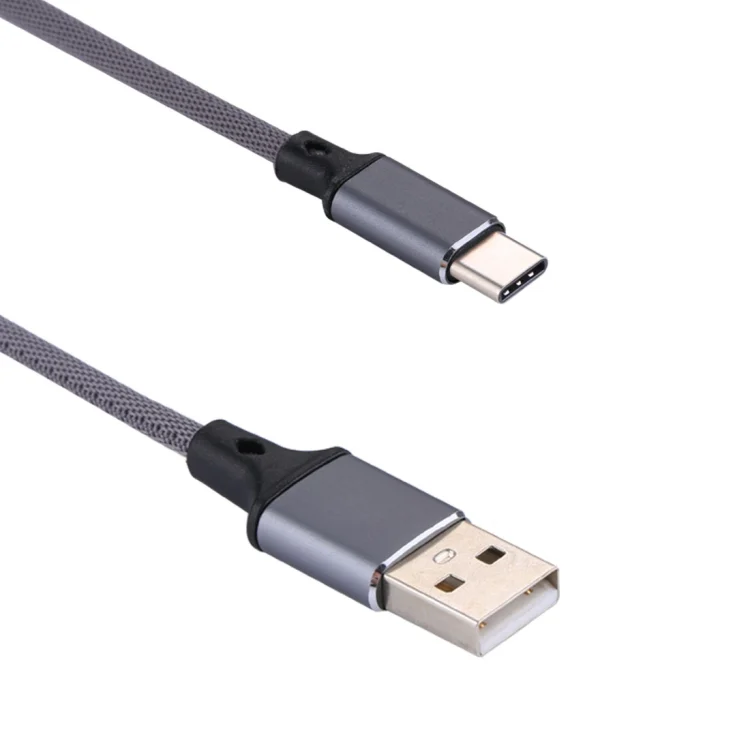 SAS6620H_2.webp 1m 2A Output USB to USB-C / Type-C Nylon Weave Style Data Sync Charging Cable, 2A Grey, 2A Blue, 2A Red, 2A White, 2A Black, 2A Pink - Image 3