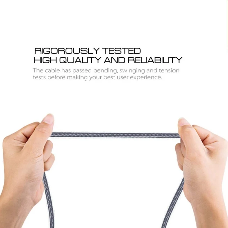 SAS6620H_4.webp 1m 2A Output USB to USB-C / Type-C Nylon Weave Style Data Sync Charging Cable, 2A Grey, 2A Blue, 2A Red, 2A White, 2A Black, 2A Pink - Image 5