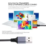 1m 2A Output USB to USB-C / Type-C Nylon Weave Style Data Sync Charging Cable, 2A Grey, 2A Blue, 2A Red, 2A White, 2A Black, 2A Pink - Image 6