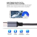 1m 2A Output USB to USB-C / Type-C Nylon Weave Style Data Sync Charging Cable, 2A Grey, 2A Blue, 2A Red, 2A White, 2A Black, 2A Pink - Image 7