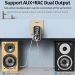 K16 2 in 1 3.5mm AUX + RAC Dual Output Plug-in Bluetooth 5.0 Audio Transmitter Receiver with Remote Control, US Plug, US Plug - Image 6