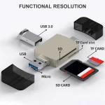 3 in 1 USB-C / Type-C to USB + Micro USB OTG Adapter TF / SD Card Card Reader, Micro USB - Image 3